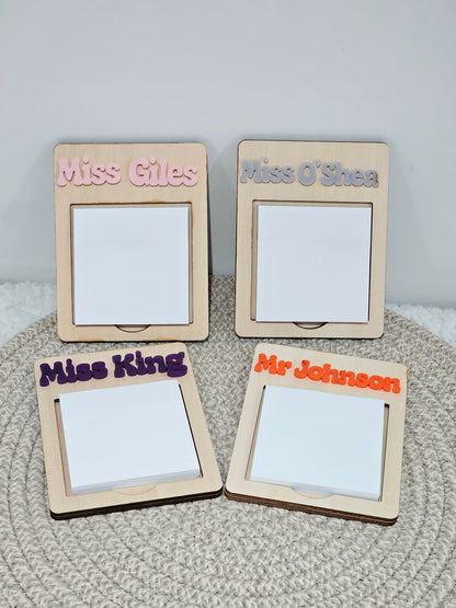 Personalised Wooden Teacher Sticky Note Holder