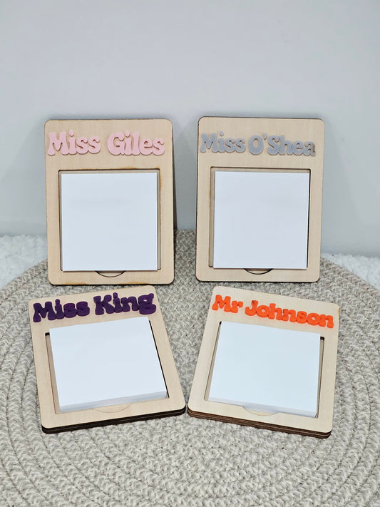 Personalised Wooden Teacher Sticky Note Holder