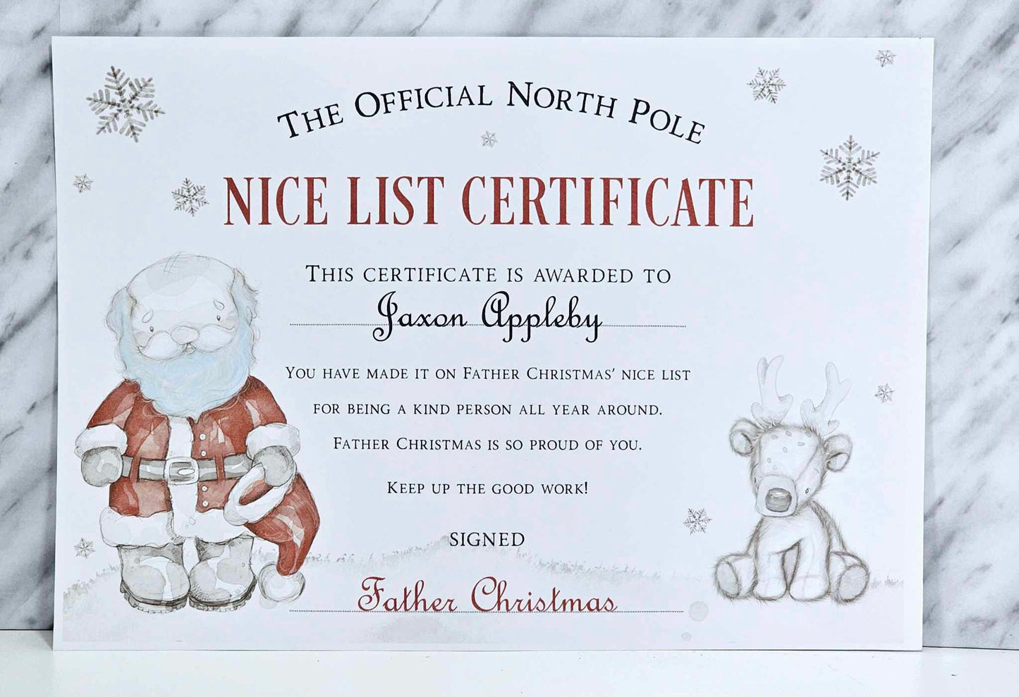 Personalised Nice List Certificate