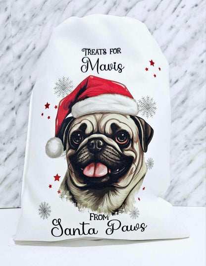 Personalised Santa Paws Dog Christmas Eve Bag