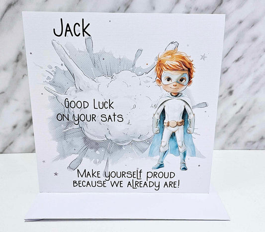 Personalised Good Luck SATs Card for Boys