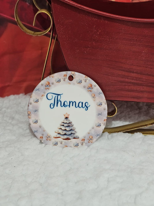 Personalised Blue Gingerbread Tree Bauble
