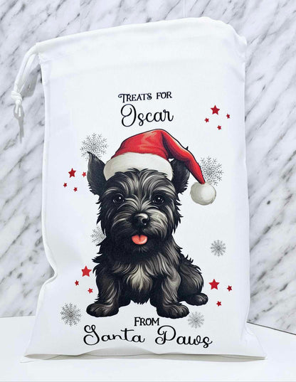 Personalised Santa Paws Dog Christmas Eve Bag