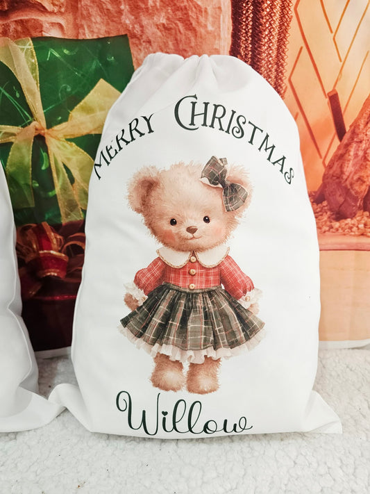 Personalised Vintage Bear Christmas Bag