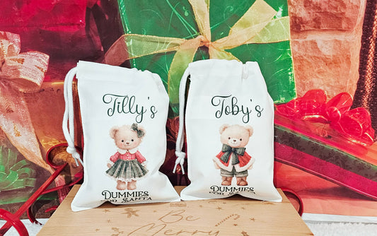 Personalised Vintage Bears Dummies For Santa Bag