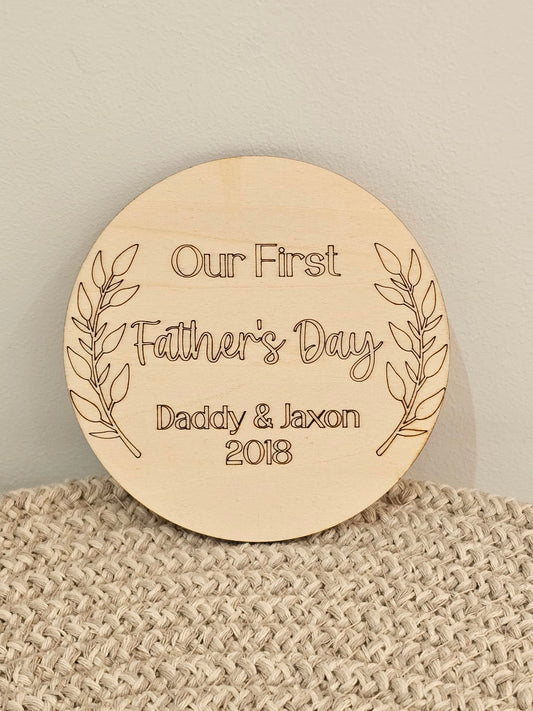 Personalised First Father's Day Wooden Disc