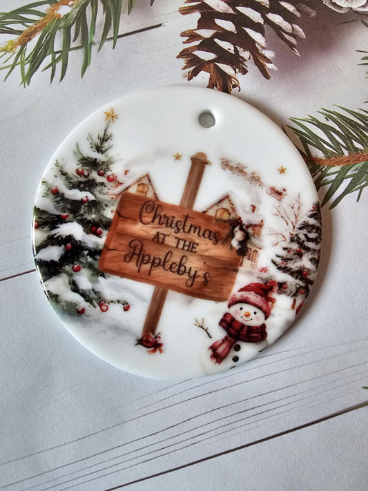 Personalised Snowman Scene Bauble
