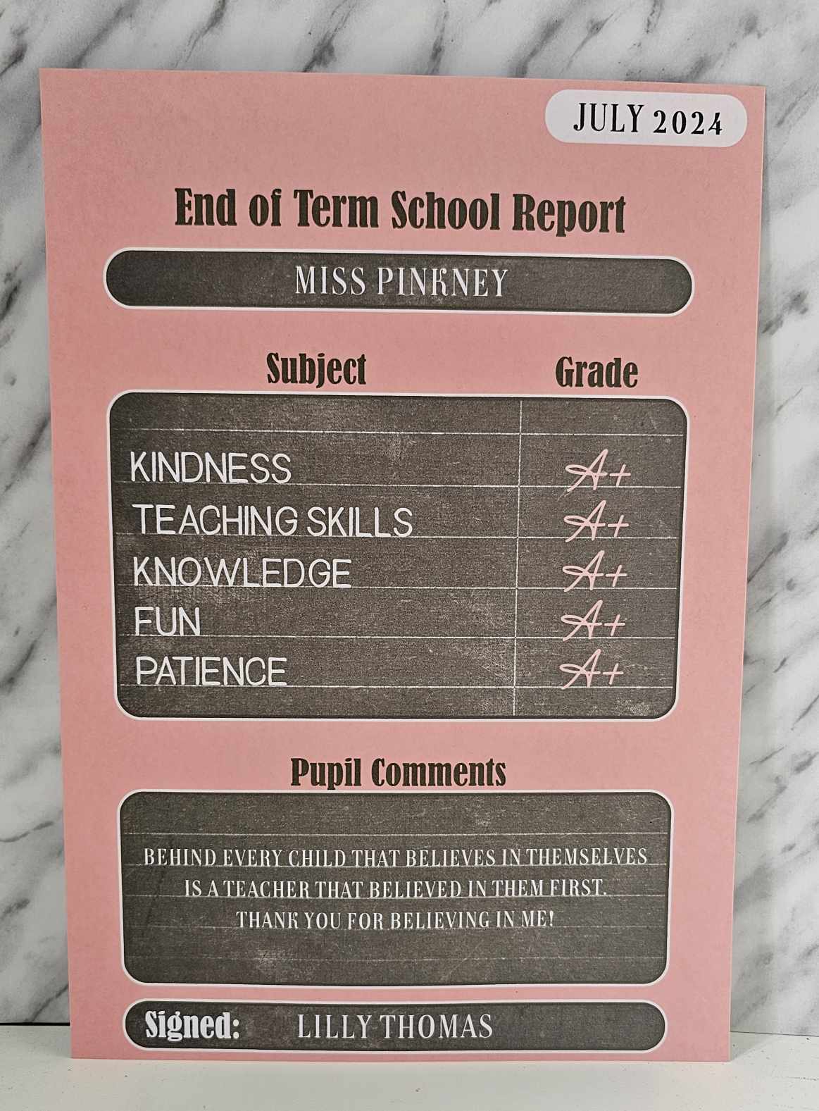 Personalised Teacher Gift End Of Term Report