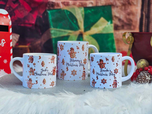 Personalised Gingerbread Family Christmas Mugs