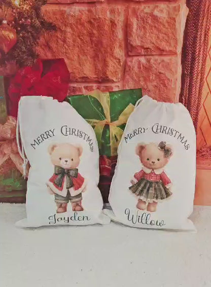 Personalised Vintage Bear Christmas Bag