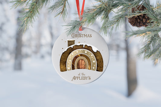 Personalised Gold Igloo Home Ceramic Bauble Christmas Tree Decoration